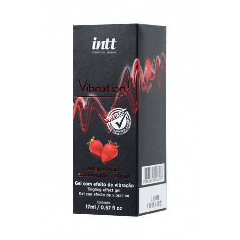 Жидкий массажный гель VIBRATION Strawberry с ароматом клубники и эффектом вибрации - 17 мл.
